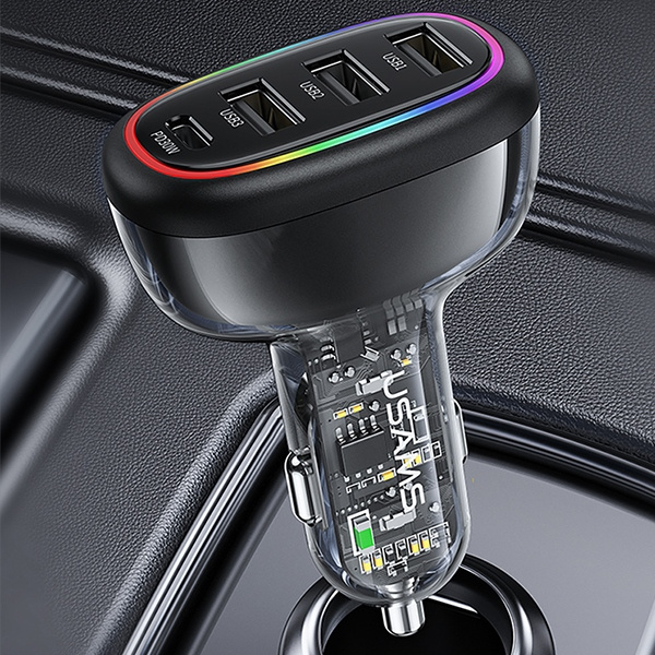 USAMS Charg. sam. 1xUSB-C 3xUSB-A C34 48W 3A+C PD Fast Charge black/black CC170CC01 (US-CC170)