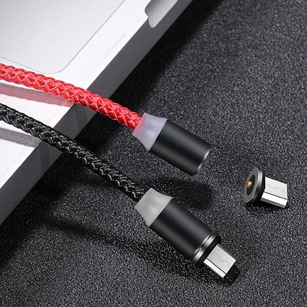 Geflochtenes magnetisches Kabel USAMS MicroUSB U-Sure 2.1A 1m Rot