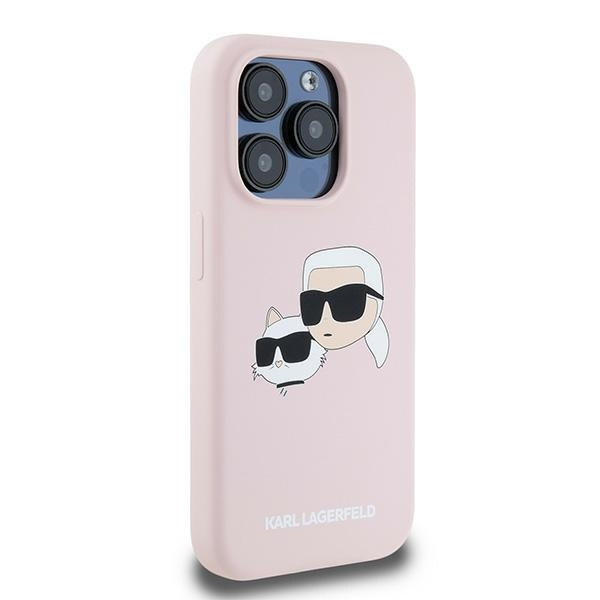 Etui Karl Lagerfeld KLHMP15LSKCHPPLP iPhone 15 Pro 6.1" różowy/pink hardcase Silicone Karl & Choupette MagSafe