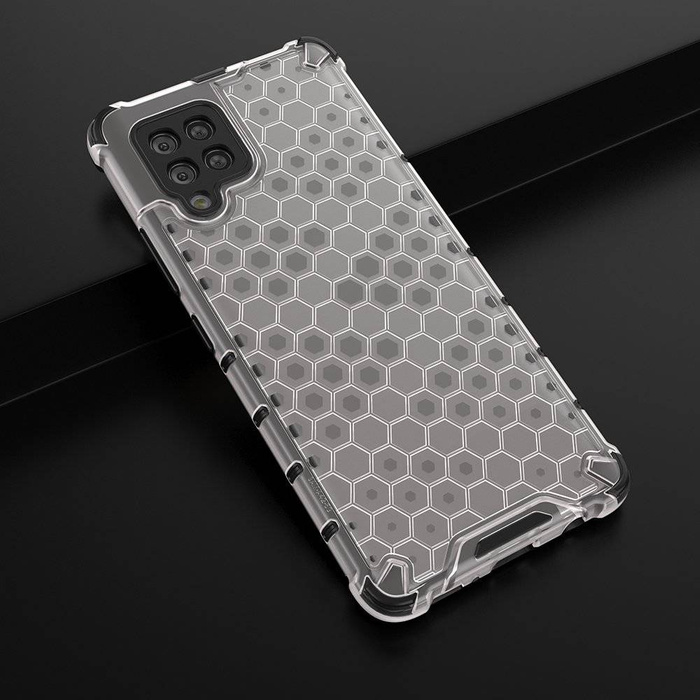 Honeycomb Handyhülle Schutzhülle mit TPU Rahmen für Samsung Galaxy A42 5G transparent