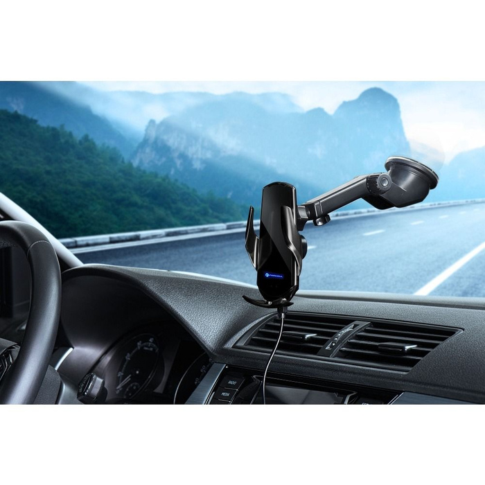 Uchwyt na telefon do samochodu indukcyjny automatyczny Forcell F-Grip HS1 Qi 15W do szyby / kratki czarny