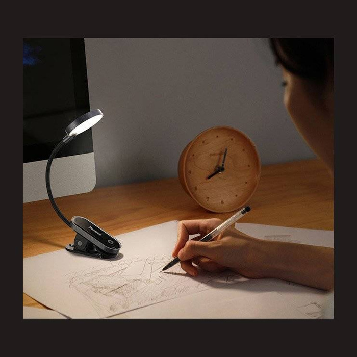 Baseus mini LED reading lamp with clip gray (DGRAD-0G)