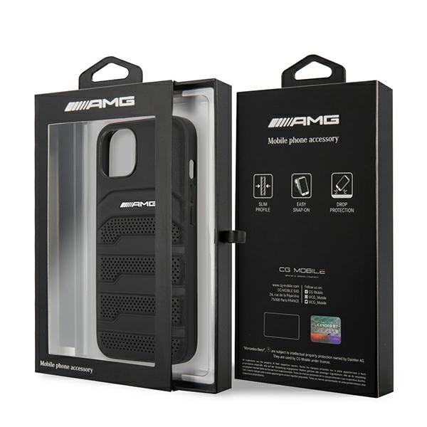 AMG AMHCP14MGSEBK iPhone 14 Plus 6,7" schwarz/schwarz hartcase Leder Debossed Lines