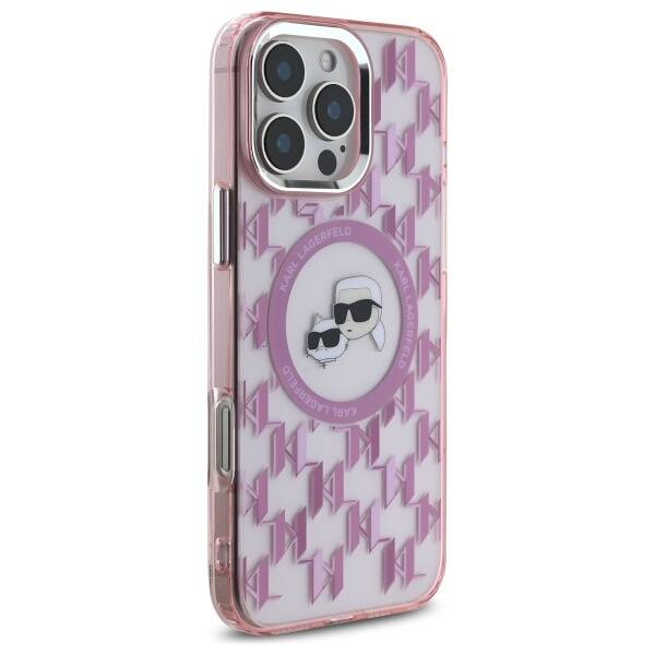 Etui Karl Lagerfeld iPhone 16 Pro Max 6.9" różowy/pink IML Monogram Karl&Choupette Head MagSafe