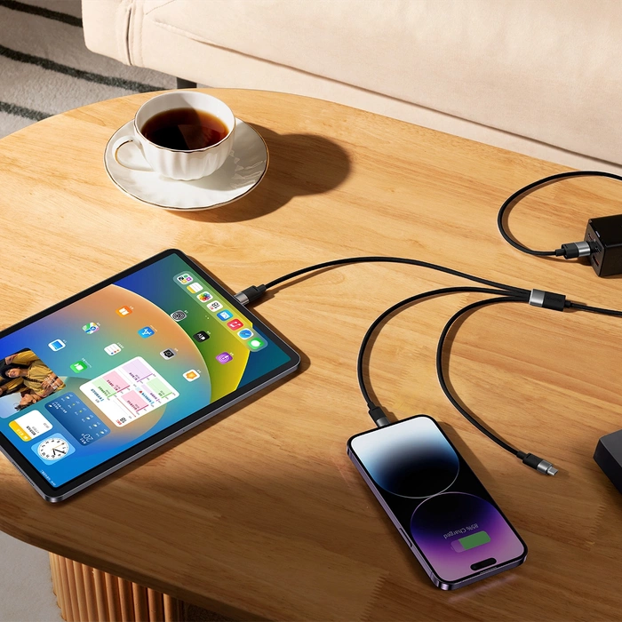 Câble 3en1 USB - micro USB / Lightning / USB C 3.5A 1.2m Baseus StarSpeed - noir