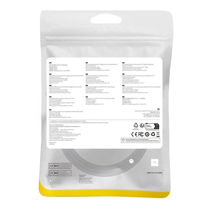 Kabel sieciowy w oplocie kat. 7 Baseus Ethernet RJ45, 10Gbps, 1m (czarny)