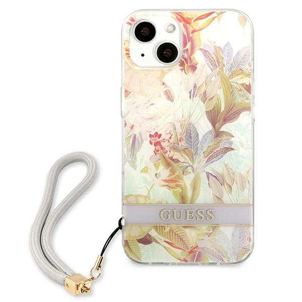 Case GUESS Apple iPhone 13 Mini Flower Strap Purple Hardcase