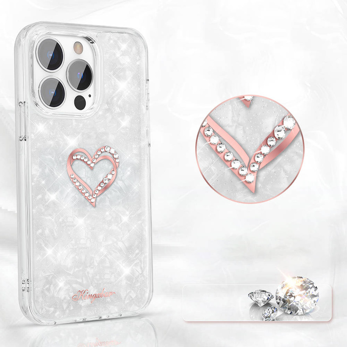 Cover Kingxbar Epoxy Series con cristalli originali Swarovski iPhone 13 Pro bianco