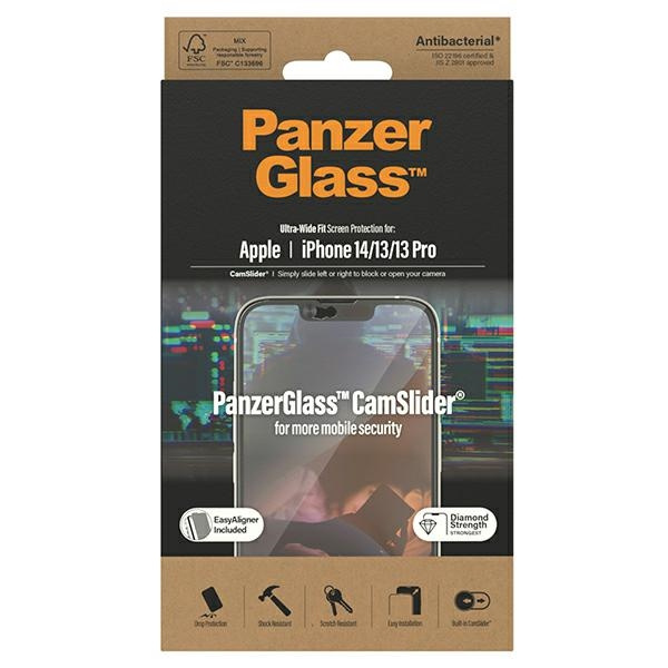 PanzerGlass Ultra-Wide Fit iPhone 14 / 13 / 13 Pro 6.1" Bildschirmschutz CamSlider Antibakteriell Easy Aligner Inklusive 2795
