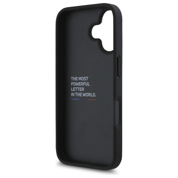 Case BMW iPhone 16 6.1" black/black hardcase M Grip Stand Smooth and Carbon