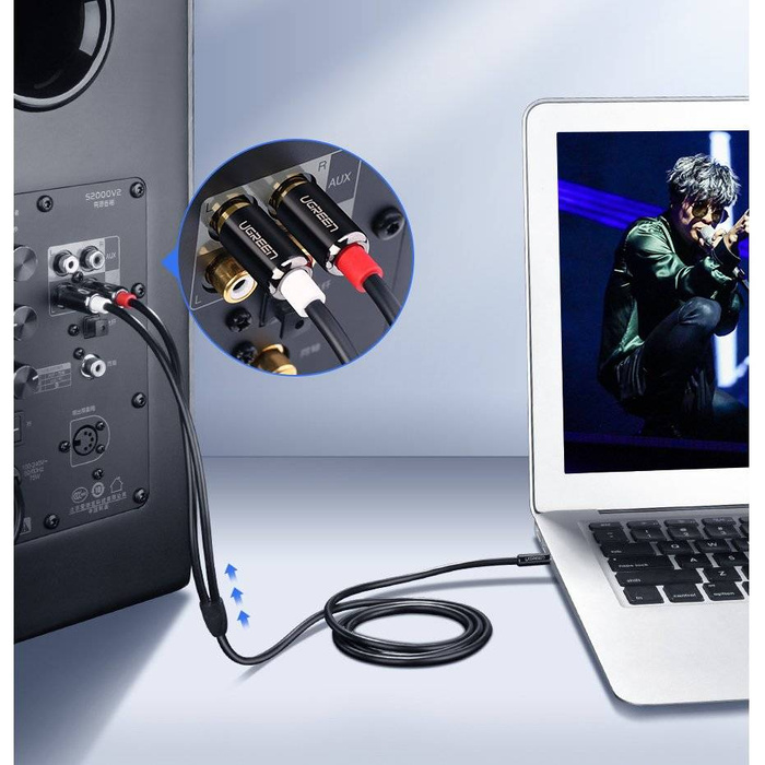 Ugreen audio kabel 3,5 mm mini jack - 2RCA 3m černý (10590)