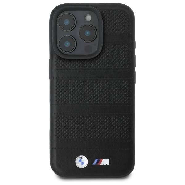 Cover BMW iPhone 16 Pro Max 6,9" nero/nero durocase Linea M traforata e cucita MagSafe
