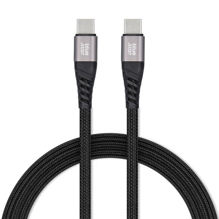 Kabel USB C do USB C Blue Star 3A 60W PD QC4.0 z oplotem 1,2 m TFK-DC-003 czarny 