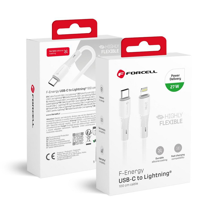 Kabel USB C do Lightning Forcell F-Energy PD 3A 27W Silicone 1 m C346 biały