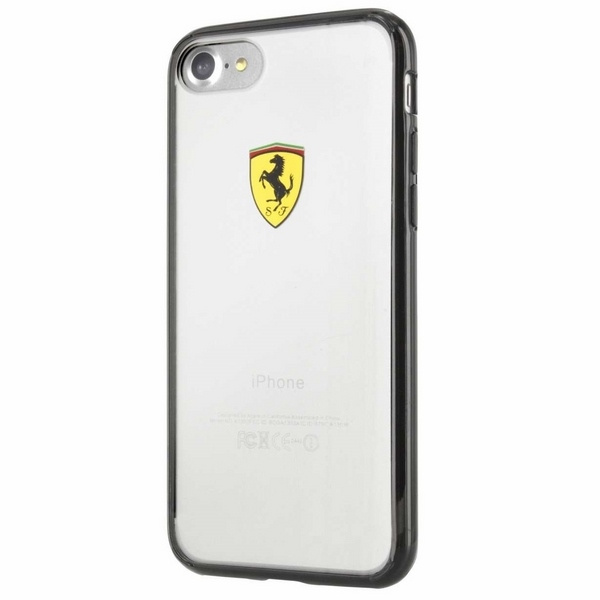 Pouzdro FERRARI Apple iPhone 7 8 Průhledné černé pouzdro 
