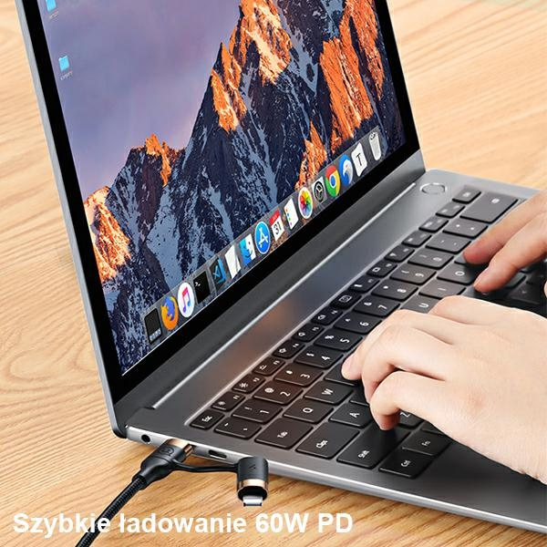 USAMS Kabel geflochten U62 2xUSB-C/USB-A /Blitz 1.2m PD Fast Charge schwarz/schwarz SJ483USB01 (US-SJ483)