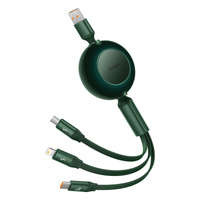 Baseus Bright Mirror 2 cable retráctil 3en1 USB tipo A - micro USB + Lightning + USB tipo C 66W 1,1m verde (CAMJ010106)