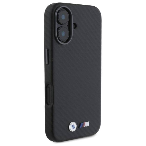 Coque BMW iPhone 16 noir/noircase Carbon Wrapped Metal
