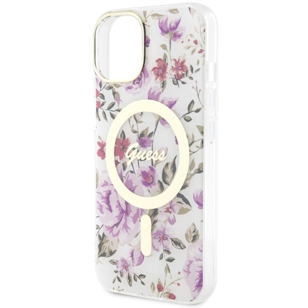 Hülle Guess GUHMP14SHCFWST iPhone 14 6.1" transparent hartcase Flower MagSafe Case