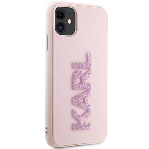 Karl Lagerfeld KLHCN613DMBKCP iPhone 11 / Xr 6.1" rosa/rosa durocase Caucho 3D Glitter Logotipo