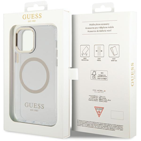Guess GUHMP12MHTRMD iPhone 12/12 Pro 6.1" or/dorécase Metal Outline MagSafe