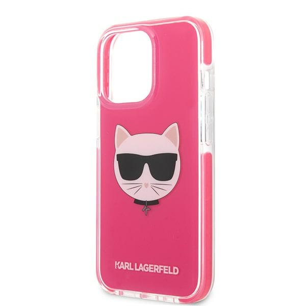 Hülle KARL LAGERFELD Apple iPhone 13 Pro Max Choupette Kopf Fuchsia Rosa Hartcase