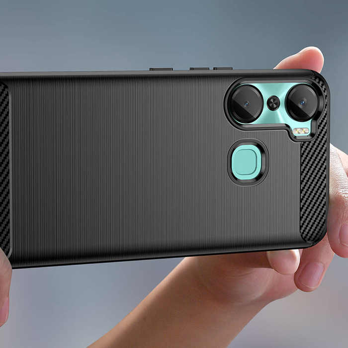 Funda Carbon Case para Infinix Hot 12 Pro funda de silicona flexible de carbono negra