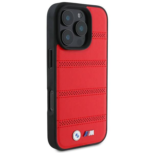 Funda BMW iPhone 16 Pro 6.3" rojo/rojo durocase M Perforated And Stitched Line MagSafe
