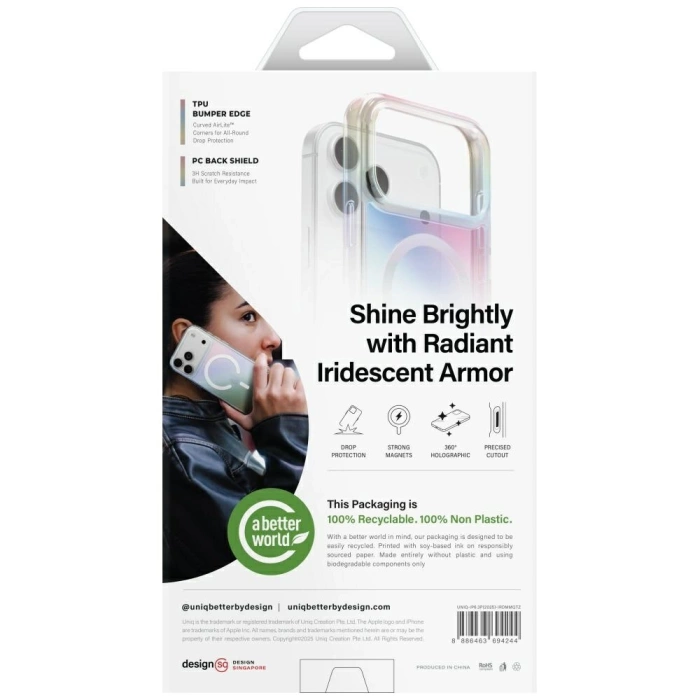 Etui UNIQ Iridescia do iPhone 17 Pro     Magclick Charging midnight quartz