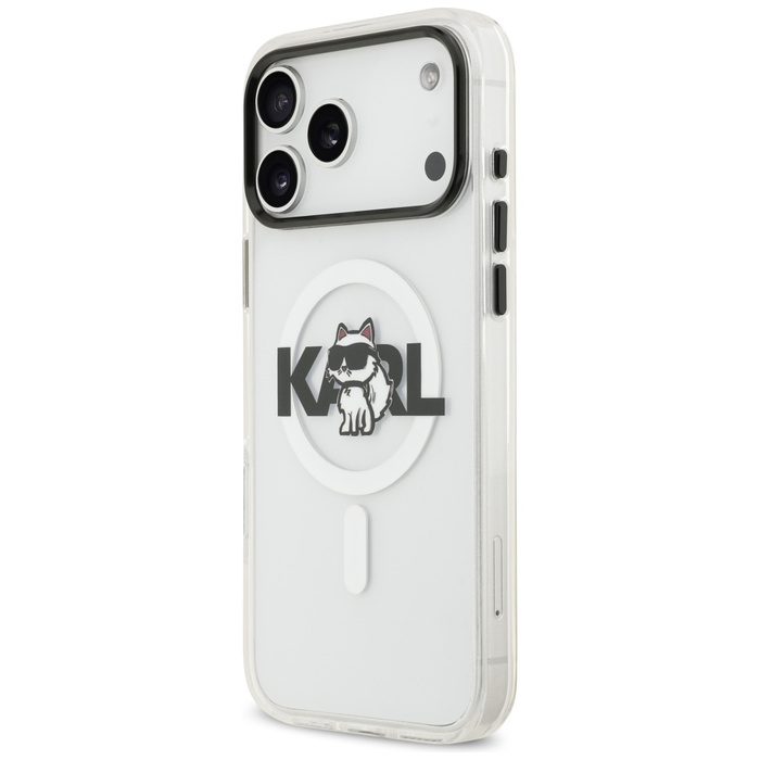 Etui Karl Lagerfeld IML Choupette Sketch Logo MagSafe do iPhone 17 Pro Max przezroczysty