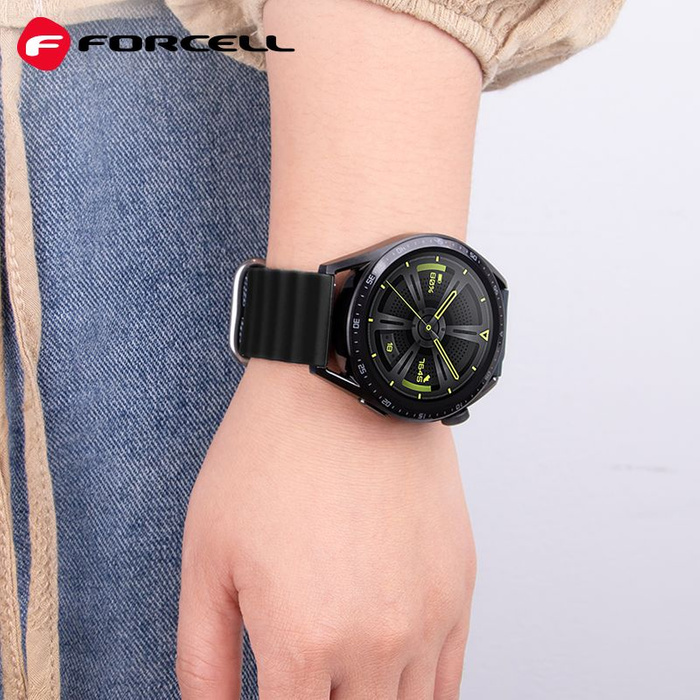 Pasek do Samsung Galaxy Watch Forcell Forcell F-Design FS01 dziurki silikon 20 mm czarny