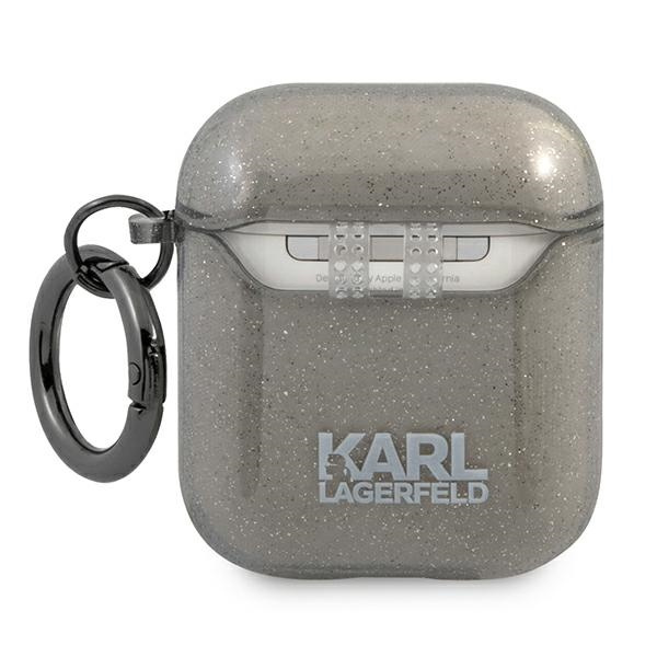 Karl Lagerfeld KLA2UCHGK AirPods Hülle schwarz / schwarz Glitter Choupette