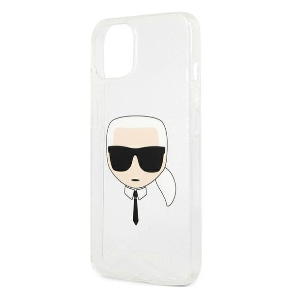 Cover KARL LAGERFELD Apple iPhone 13 Mini Glitter Karl's Head Silver Hardcase