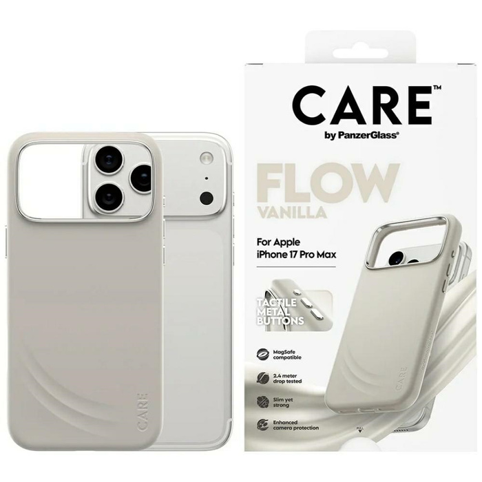 Etui CARE by PanzerGlass FLOW MagSafe do iPhone 17 Pro Max waniliowy