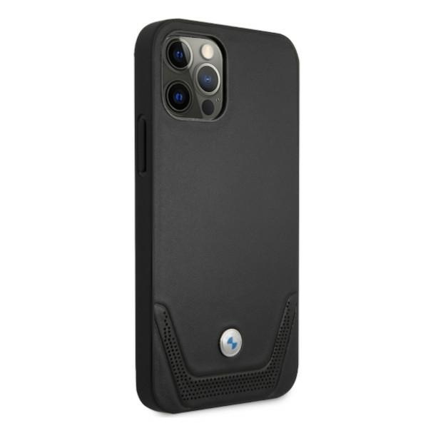 Kožené Puzdro BMW Apple iPhone 12 Pro Max Perforate Black Hardcase