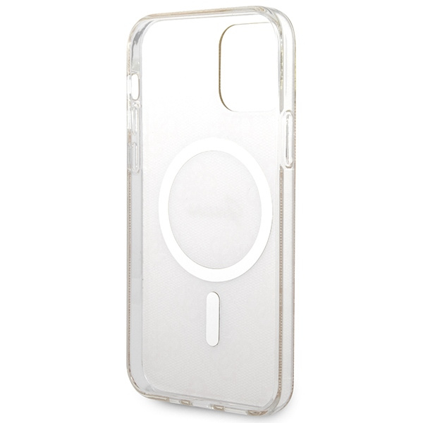 Súprava Puzdro Guess Case+ nabíjačka iPhone 12/12 Pro hnedá/hnedá tvrdá case 4G Tlač MagSafe