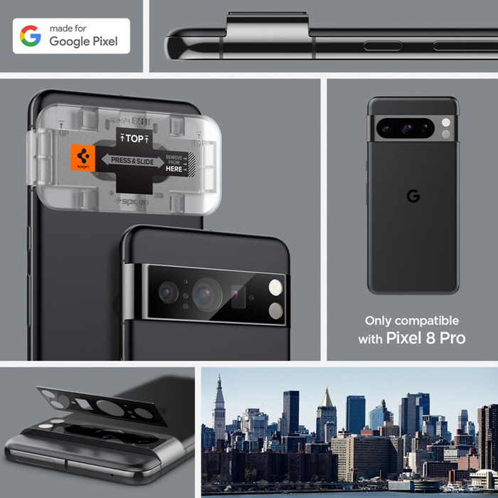Spigen Protecteur de caméra Optik.tr "ez Fit" Protecteur de caméra 2-pack Google Pixel 8 Noir