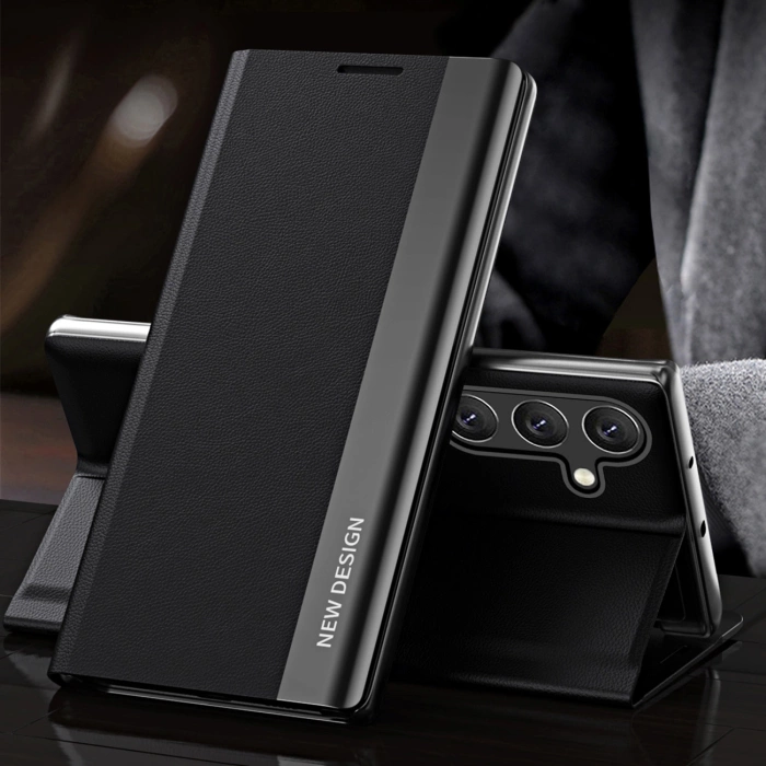 Sleep Case Pro Hülle für Samsung Galaxy S24 FE mit Klappe und Ständer – Schwarz