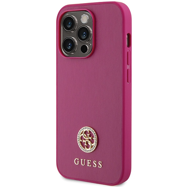 Guess GUHCP15XPS4DGPP iPhone 15 Pro Max 6.7" rosa/rosa hartcase Strass Metall Logo