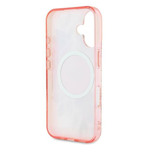 Etui Guess iPhone 16 6.1" różowy/pink hardcase IML Flower & Tonal Circle MagSafe