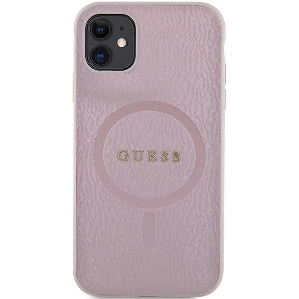 Case Guess GUHMN61PSAHMCP iPhone 11 / Xr 6.1" pink/pink hardcase Saffiano MagSafe Case