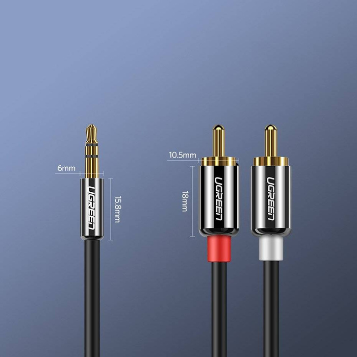 Uzelený Kábel audio kábel 3,5 mm mini jack - 2RCA 2 m čierny (AV116 10584)