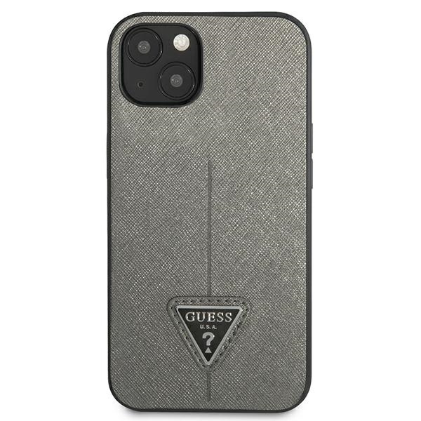 Guess GUHCP13MPSATLG iPhone 13 6.1" silber/silber hartcase SaffianoDreieck Logo
