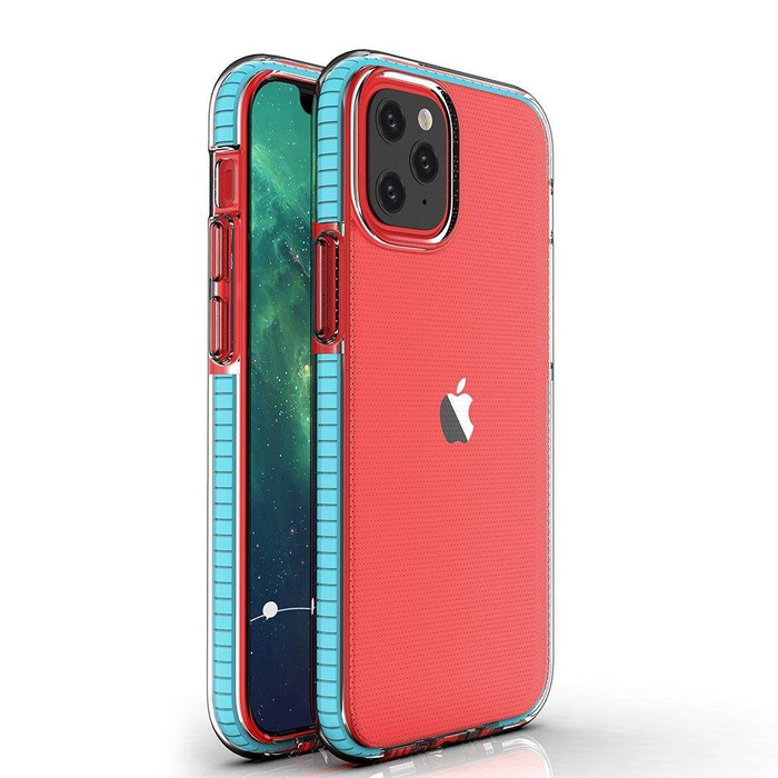 Pružinový Case gelový kryt pouzdro s barevným rámečkem pro iPhone 13 Pro světle modrý
