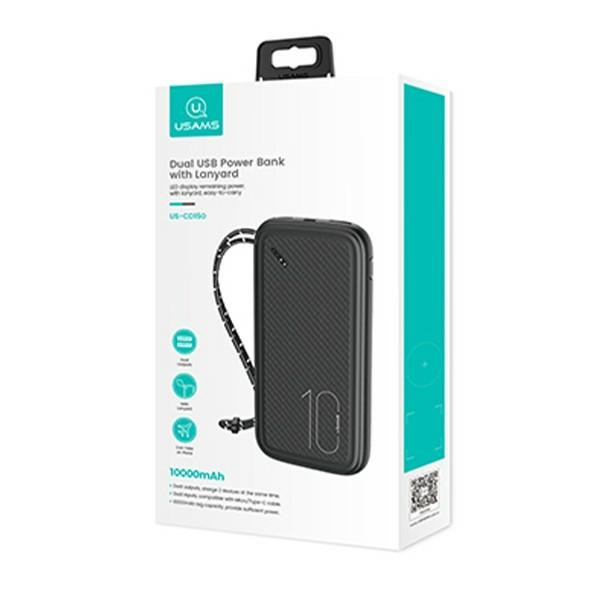 Powerbanka USAMS PB56 10000mAh 2xUSB / USB-C / MicroUSB Fast Charge černá/černá 10KCD15001 (US-CD150)