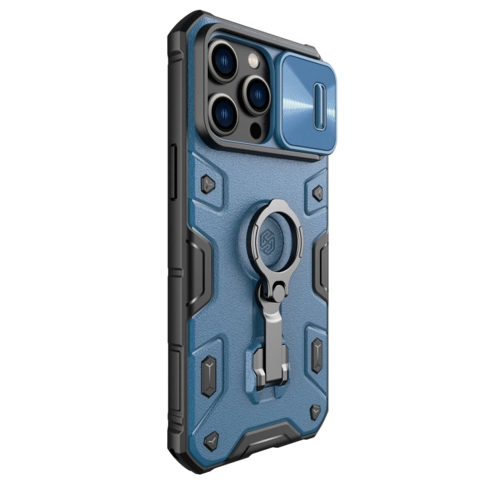 Etui Nillkin CamShield Armor Pro Case etui iPhone 14 Pro Max pancerny pokrowiec z osłoną na aparat ring podstawka niebieskie