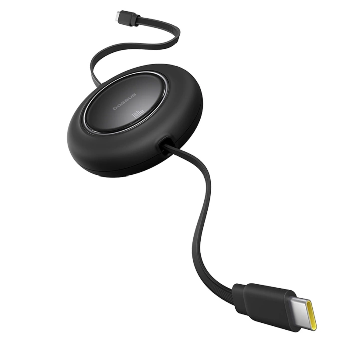 Kabel Baseus Free2Pull Mini 100W zwijany USB-C - USB-C 2m - czarny