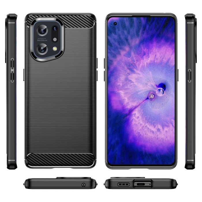 Karbon Case flexibilní pouzdro kryt Oppo Find X5 černý