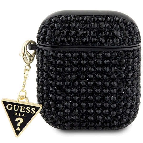 Guess GUA2HDGTPK AirPods 1/2 cover negro/negro Rhinestone Triangle Charm