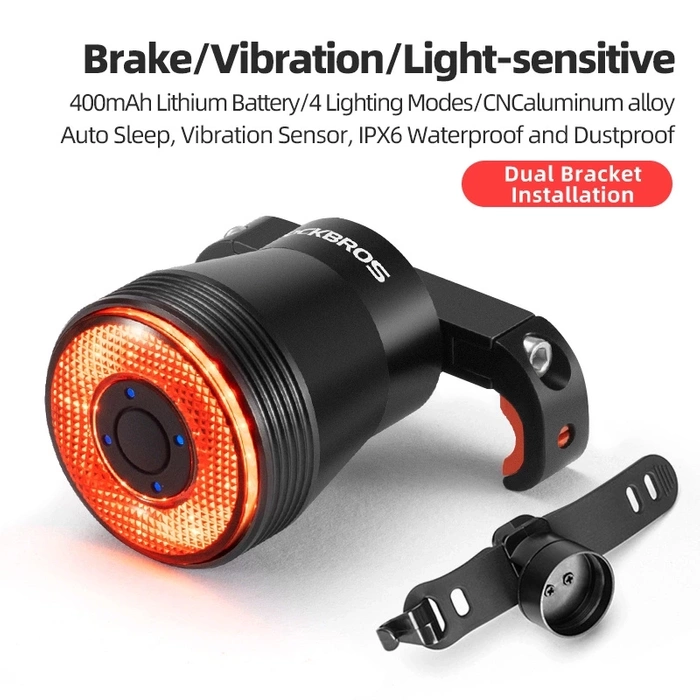 Rockbros Q5 Fahrradrücklicht mit intelligentem Stoppsystem – Schwarz